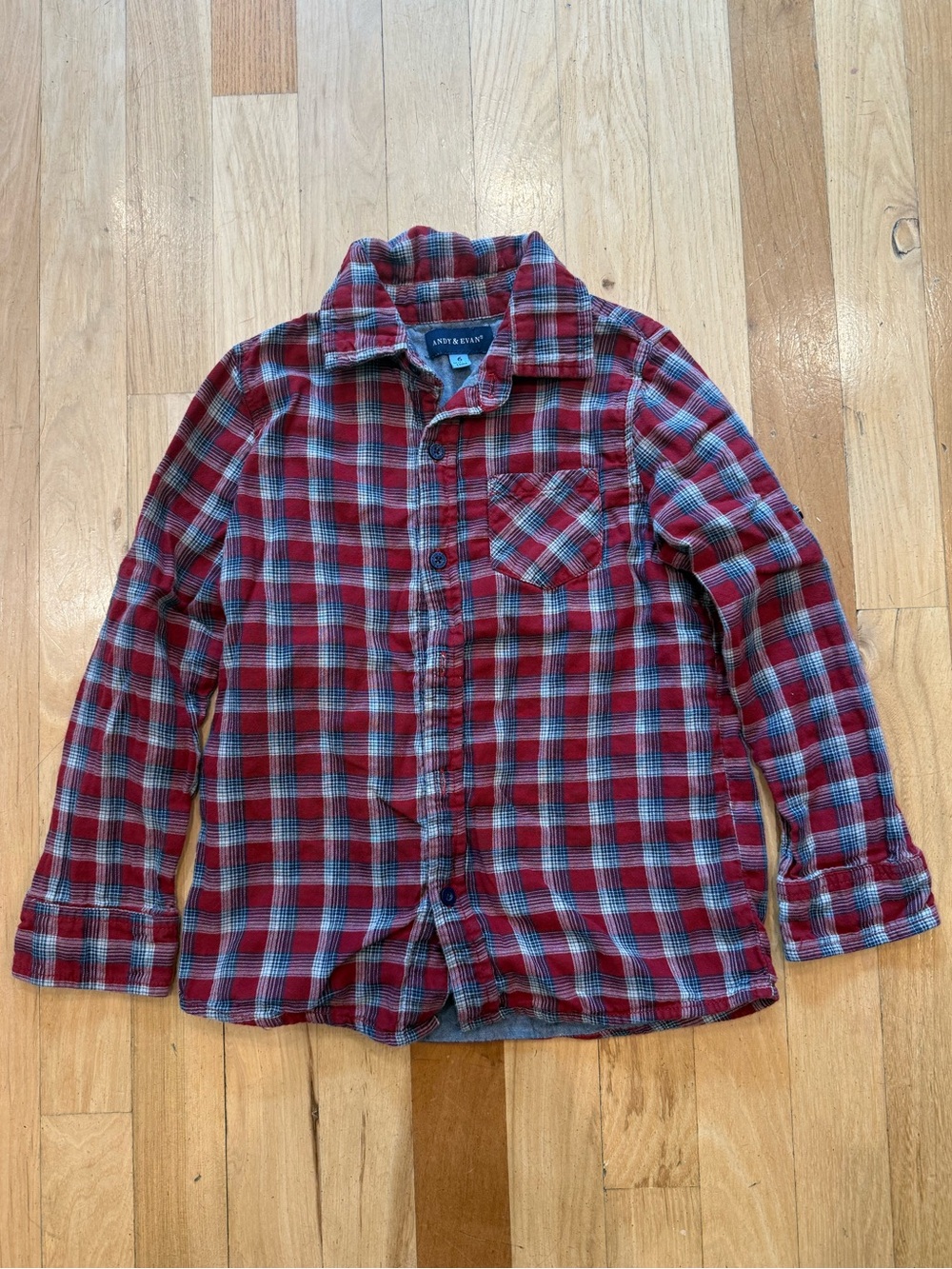 Andy & Evan boys size 6 red plaid button down
